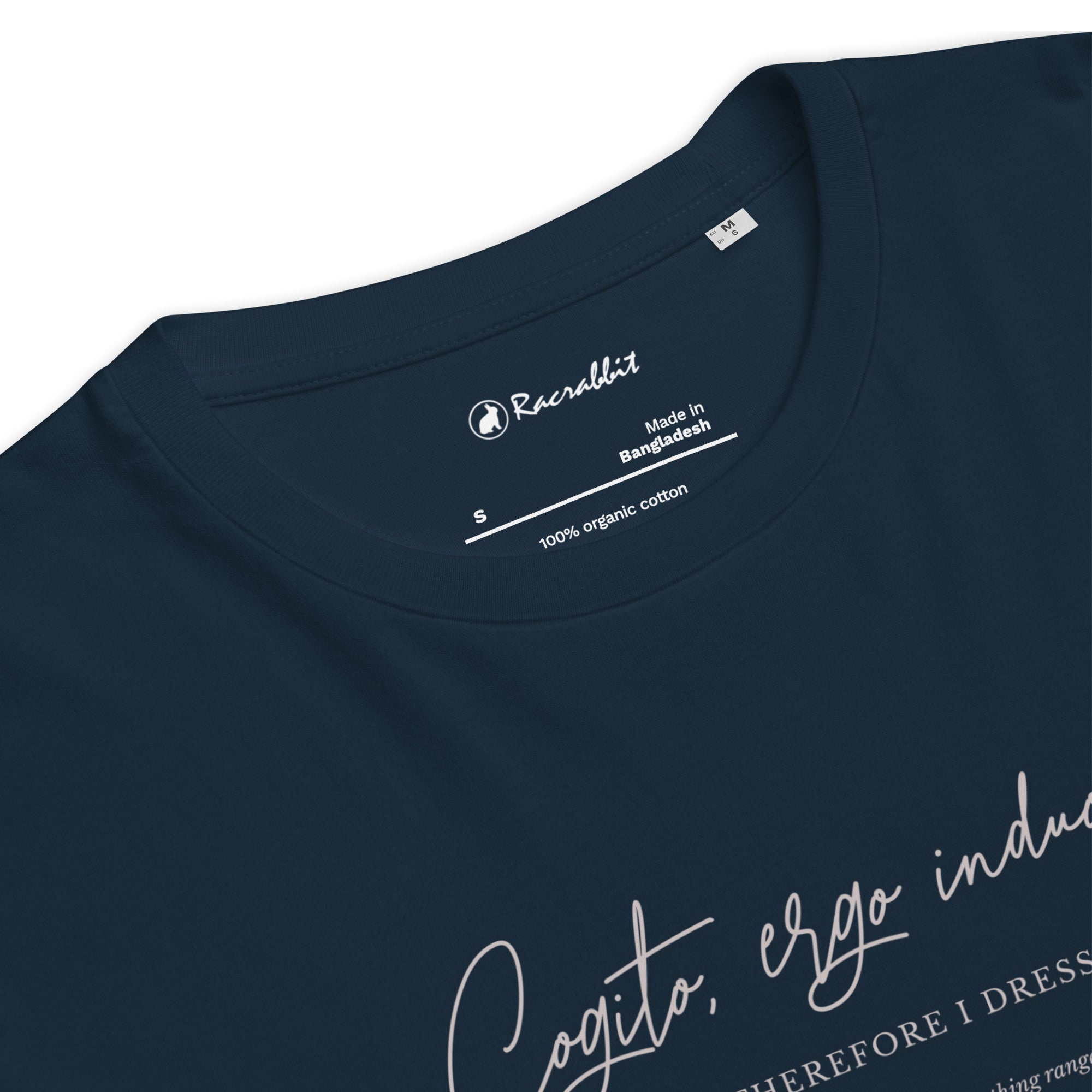 Racrabbit Cogito, Ergo induo Camiseta unissex de algodão orgânico